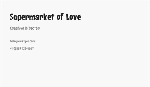 Supermarket of Love Business Card