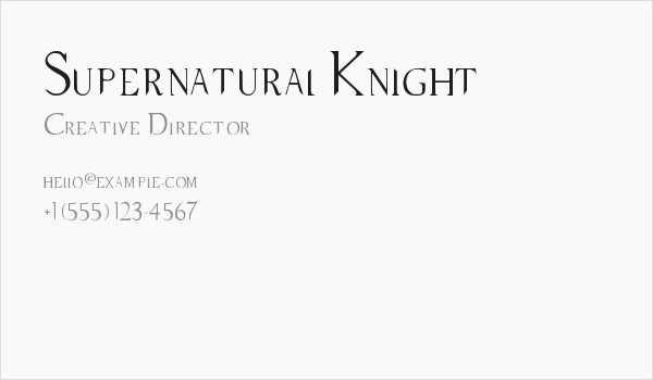 Supernatural Knight Business Card
