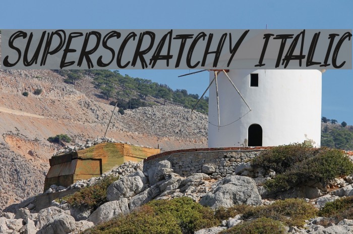 Superscratchy Italic Font examples