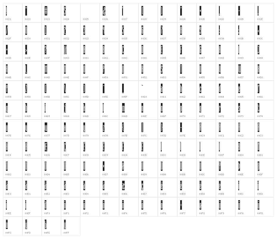 SuperstrettoBanner Character Map