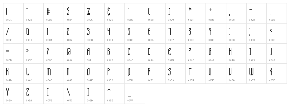 Supra Genius Lines BRK Character Map