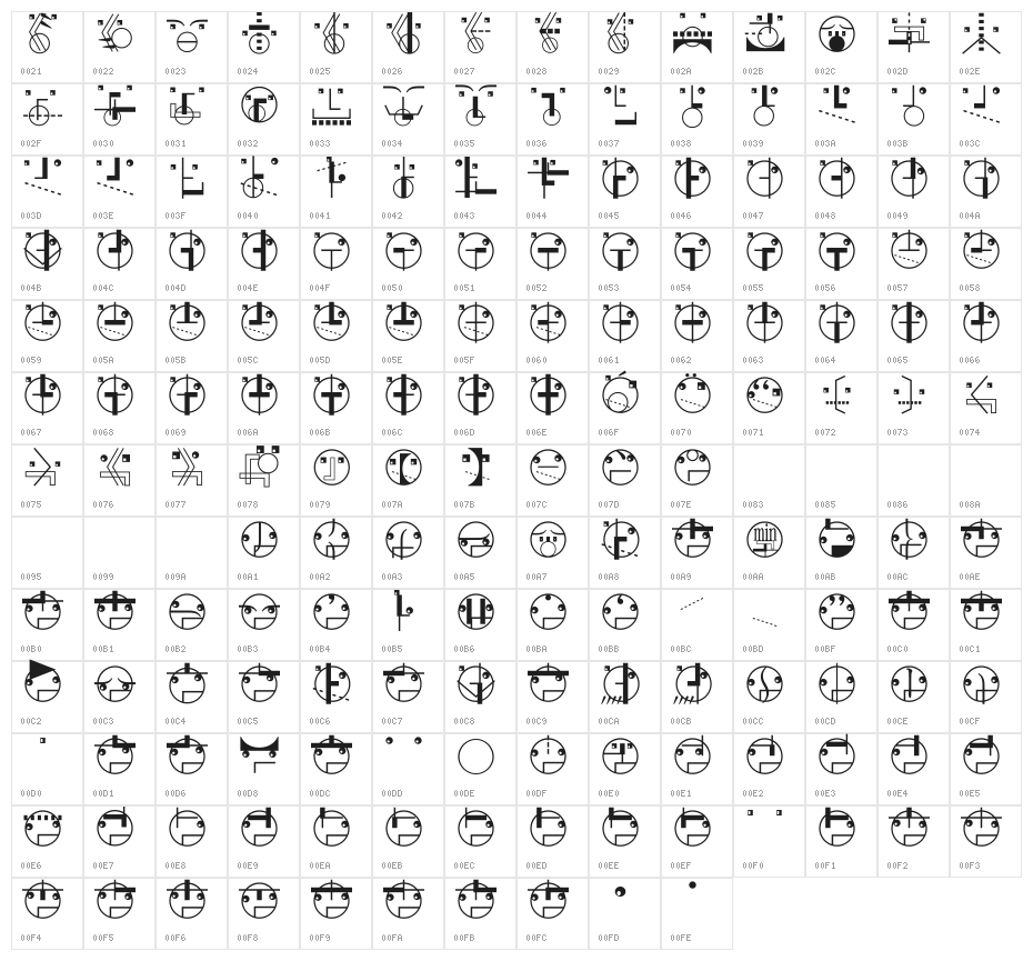 SuprematismOne Character Map