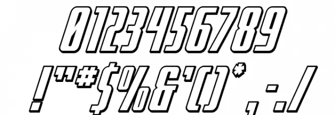 SurfQuest 3D Semi-Italic Font OTHER CHARS