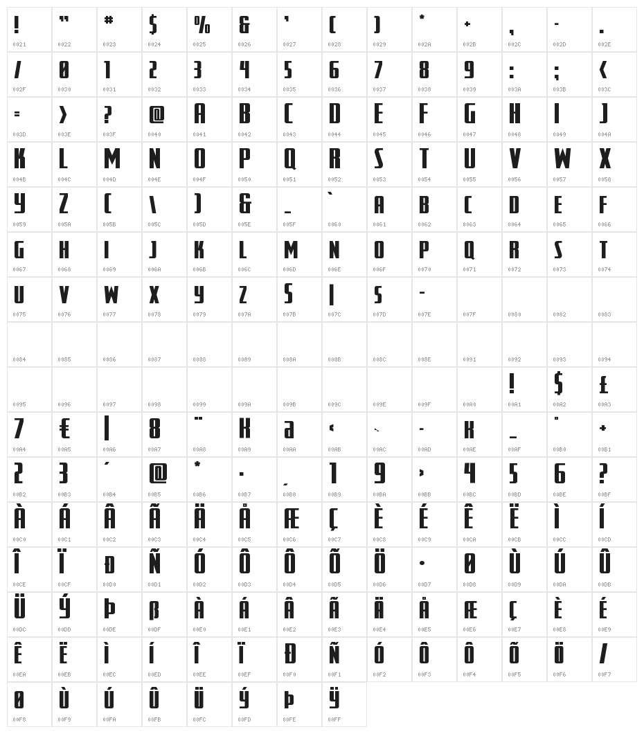 SurfQuest Expanded Character Map