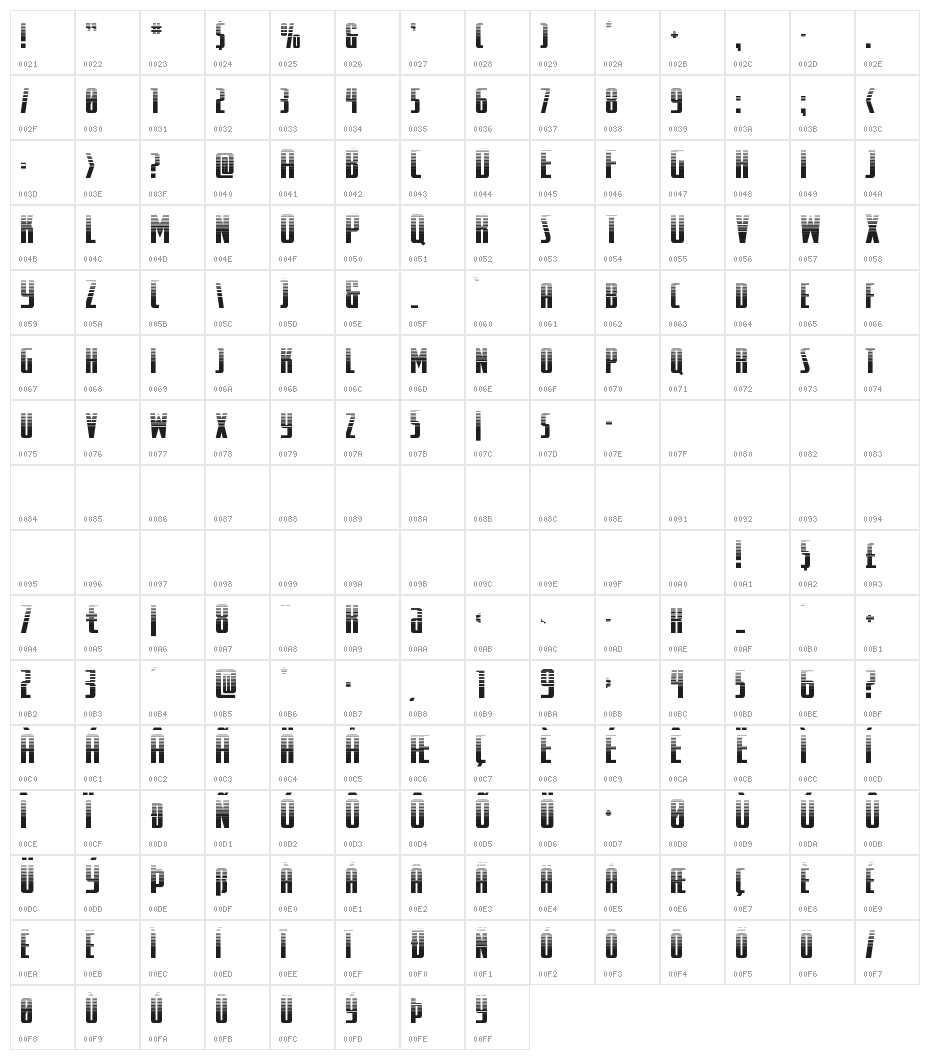 SurfQuest Halftone Character Map