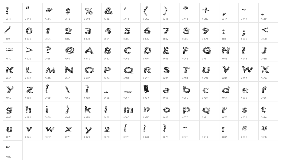 SurfShack Character Map