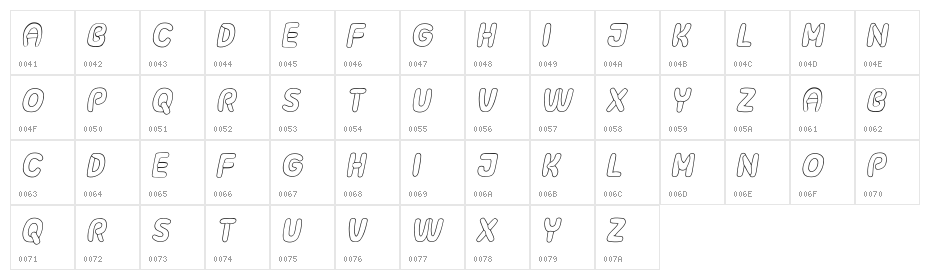 Surfaces 3D Lighten Italic Character Map