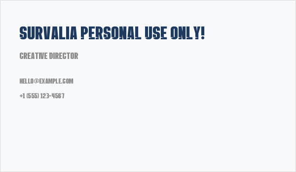 Survalia PERSONAL USE ONLY! Business Card