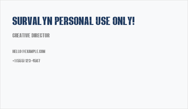Survalyn PERSONAL USE ONLY! Business Card