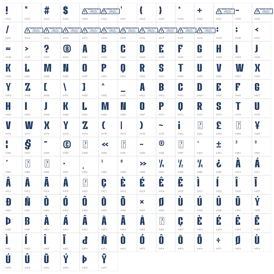 Surviva PERSONAL USE ONLY! Character Map