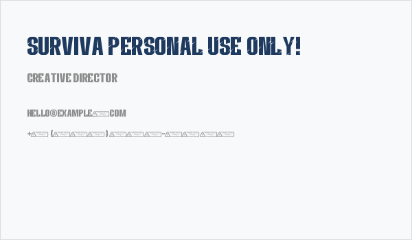 Surviva PERSONAL USE ONLY! Business Card