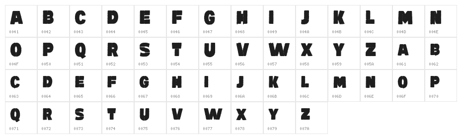 Suspiria Vampira Rough DEMO Regular Character Map