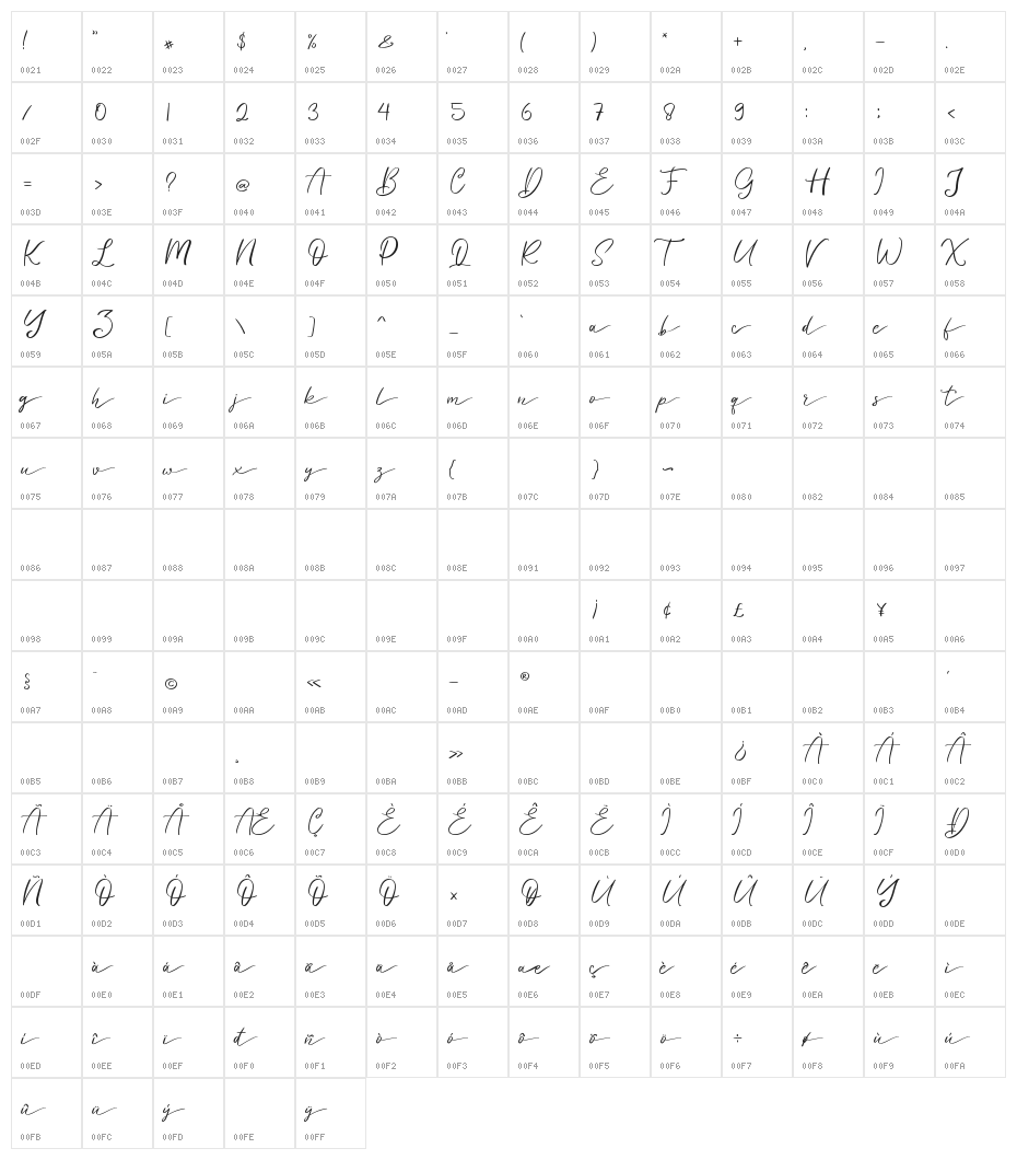 sunday monday Character Map