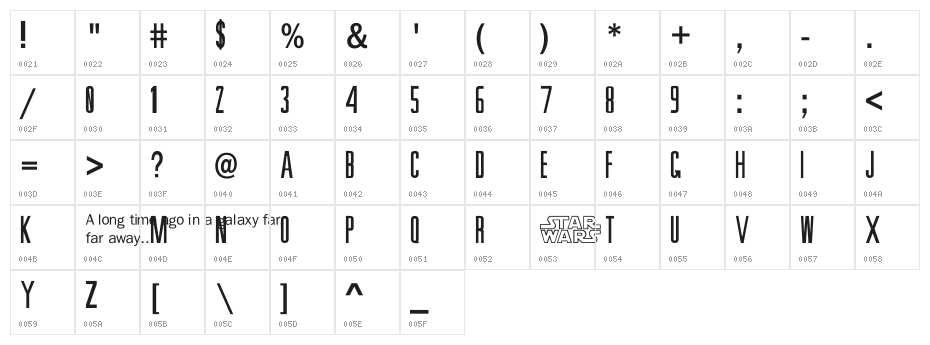 SW Crawl Title Character Map