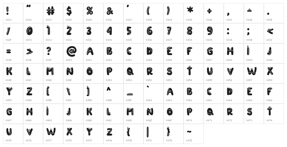 SWEET CAKE FREE Character Map