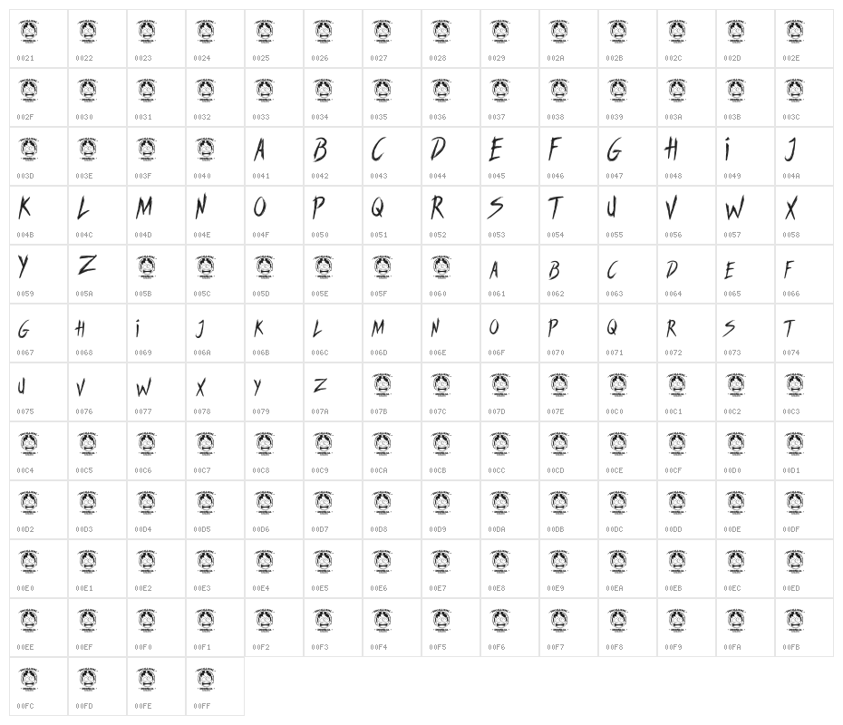 SWEETREVENGE Character Map