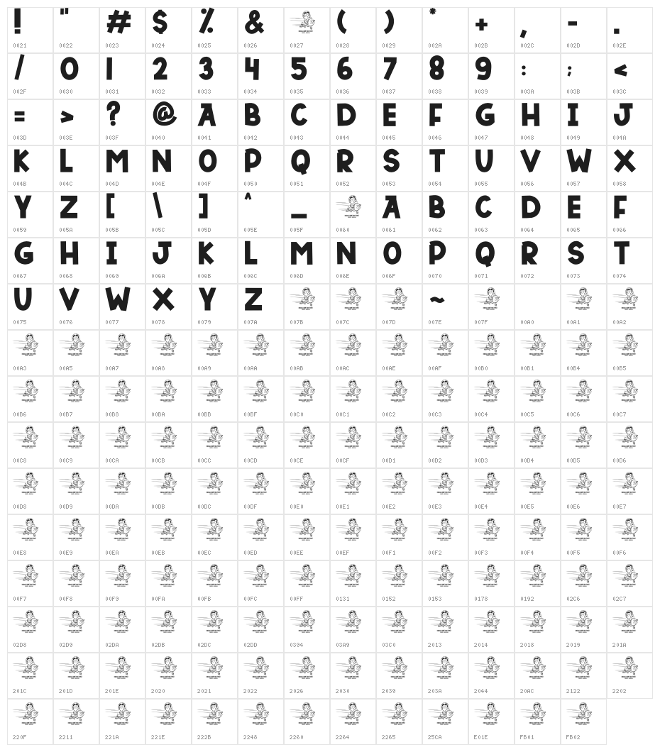 SWEETY BAEZ Character Map