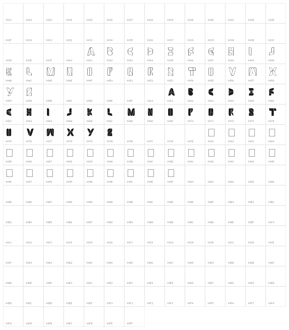 SWIMMER BROWSER Character Map