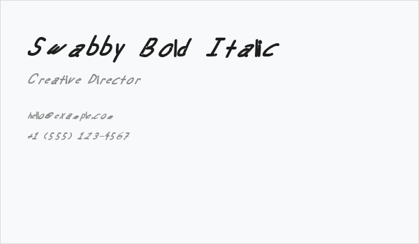 Swabby Bold Italic Business Card