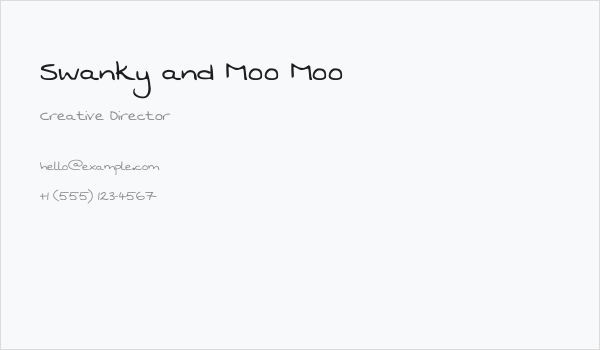 Swanky and Moo Moo Business Card