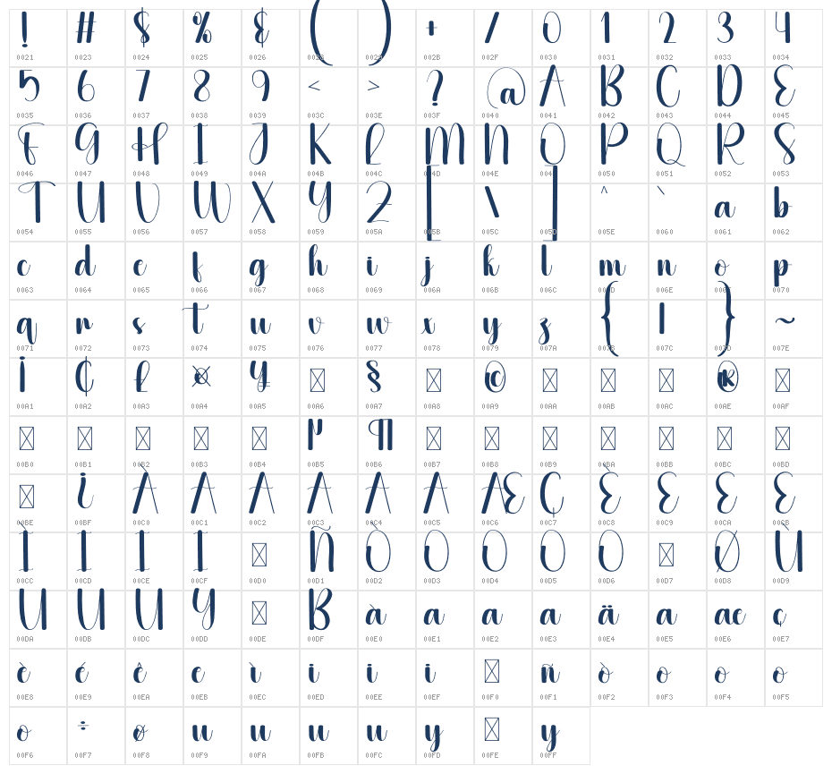Swanky Character Map