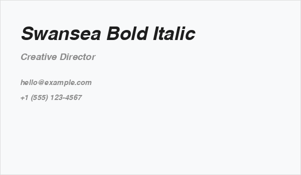 Swansea Bold Italic Business Card