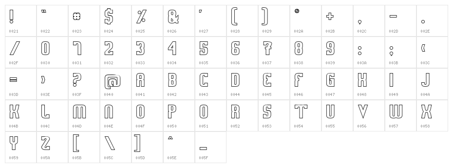 Sweden Funkis Outlined Character Map