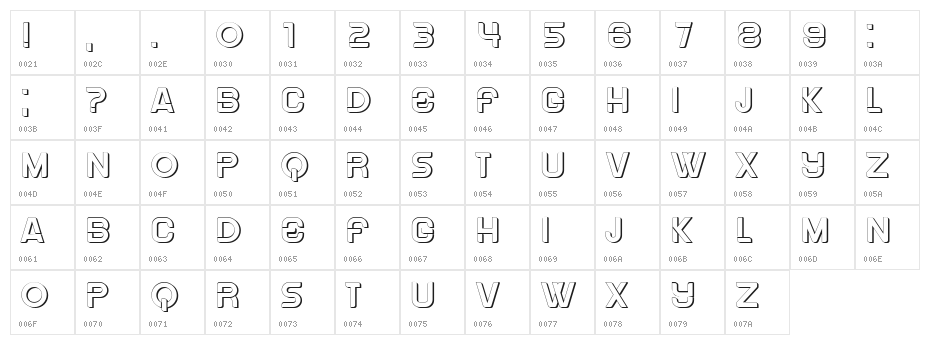 Sweden Hollow Regular Character Map