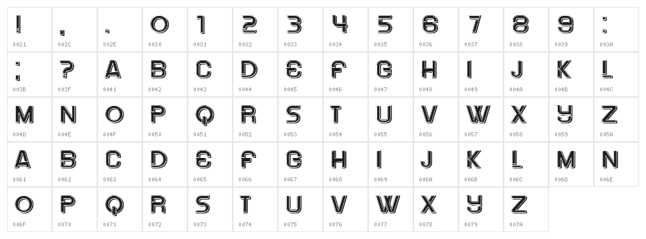 Sweden Regular Character Map