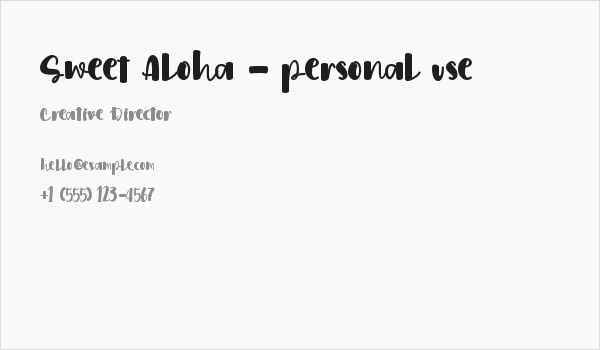 Sweet Aloha - personal use Business Card