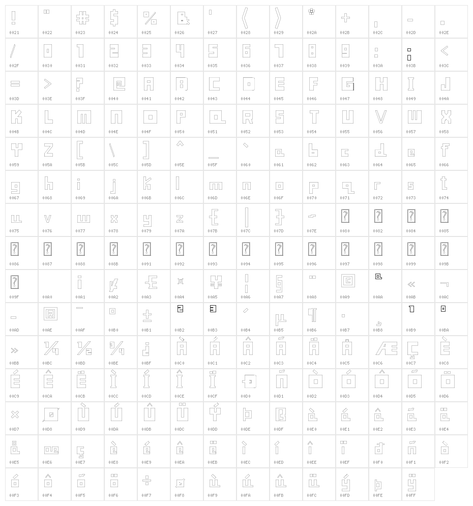 Sweet Cool Font [Outlined] Character Map