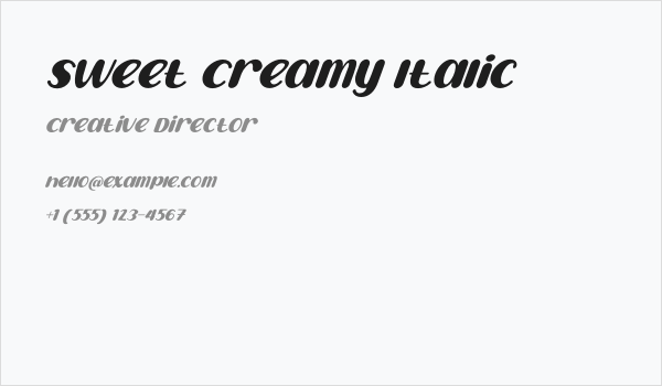Sweet Creamy Italic Business Card