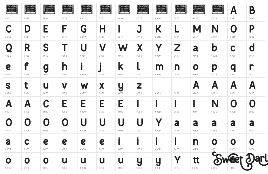 Sweet Darling Personal Use Character Map