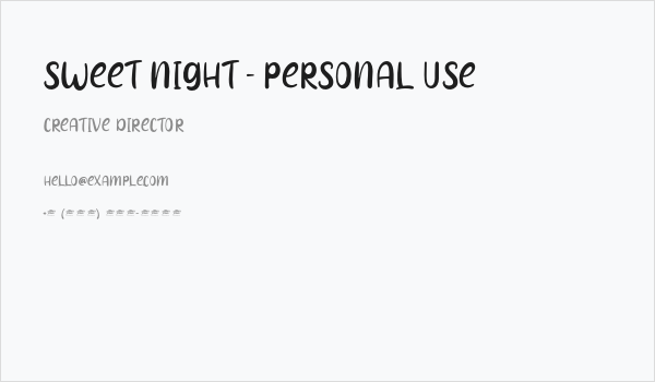 Sweet Night - Personal Use Business Card