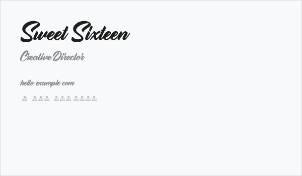 Sweet Sixteen Business Card