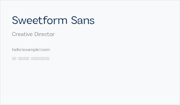 Sweetform Sans Business Card