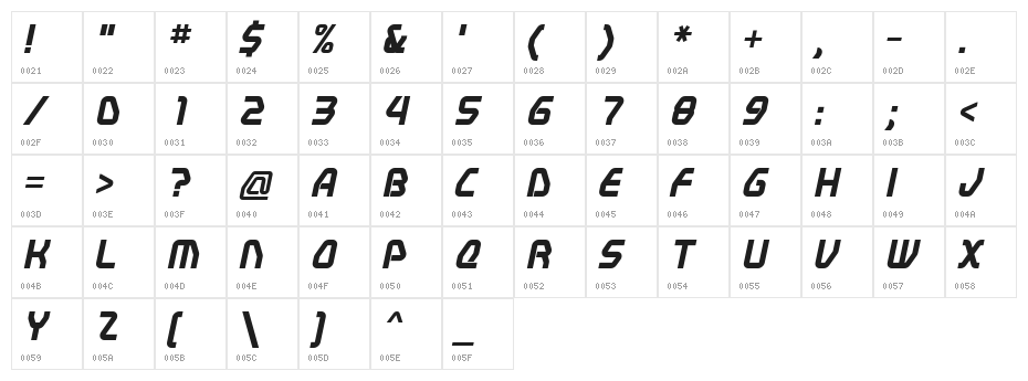 Swerve  BoldItalic Character Map