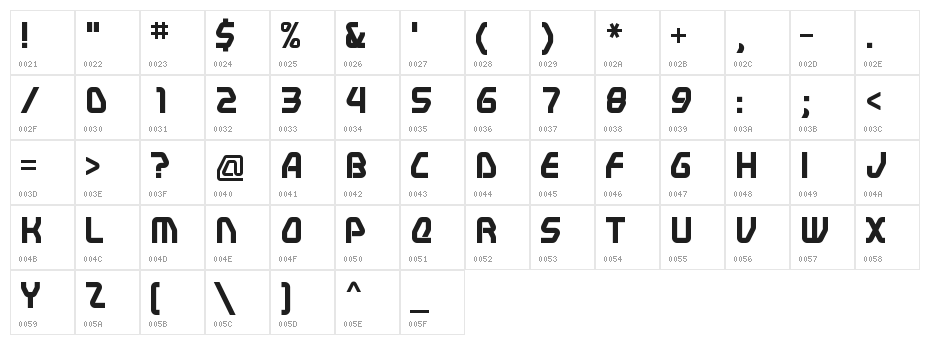 Swerve  Bold Character Map
