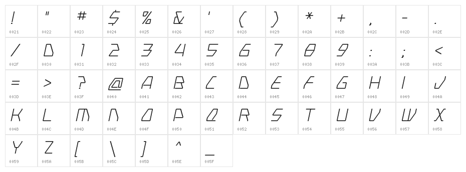 Swerve  LightItalic Character Map