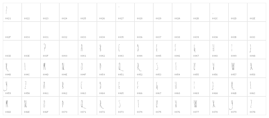 SwiftDeath-Regular Character Map