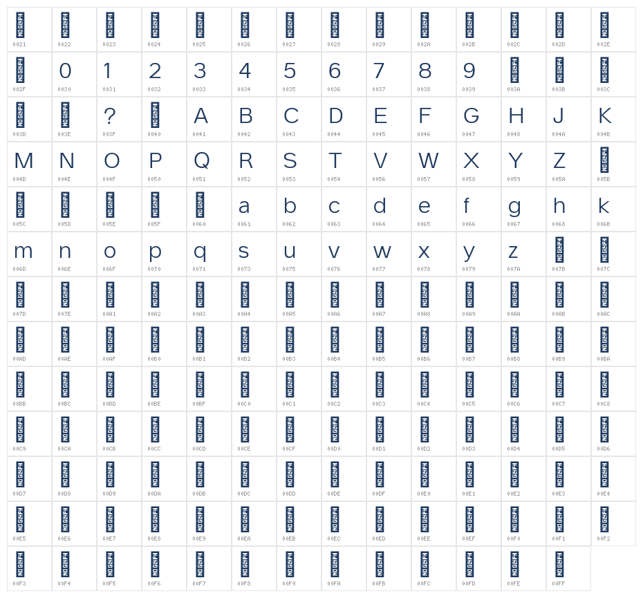 Swinston Sans Demo Regular Character Map