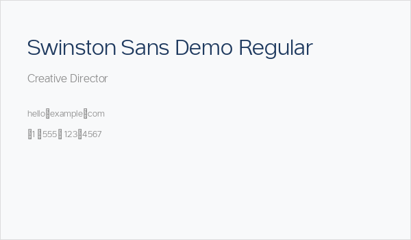 Swinston Sans Demo Regular Business Card