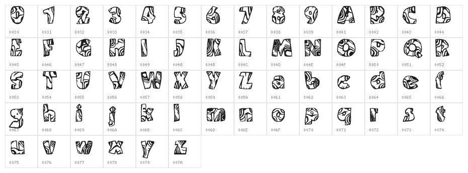 Swirled BRK Character Map