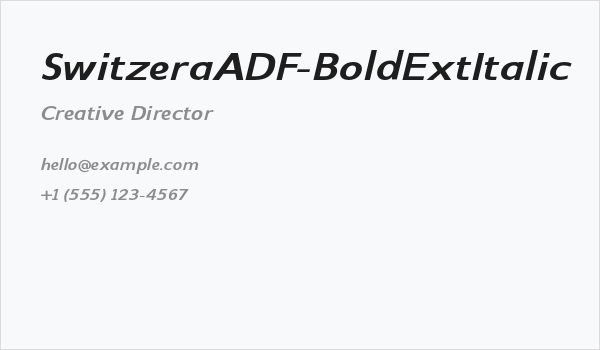SwitzeraADF-BoldExtItalic Business Card