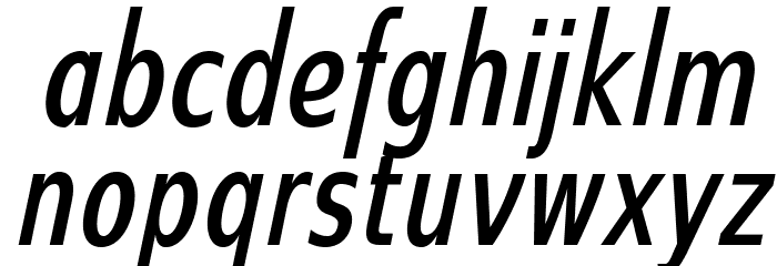 SwitzeraADF-DmBdCondItalic Font LOWERCASE
