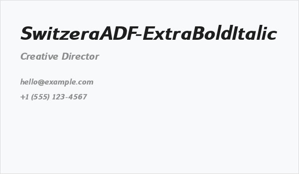 SwitzeraADF-ExtraBoldItalic Business Card