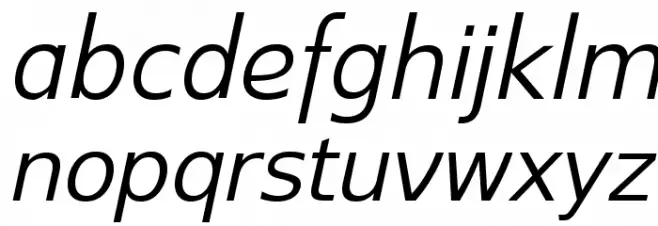 SwitzeraADF-LightItalic Schriftart Kleinbuchstaben