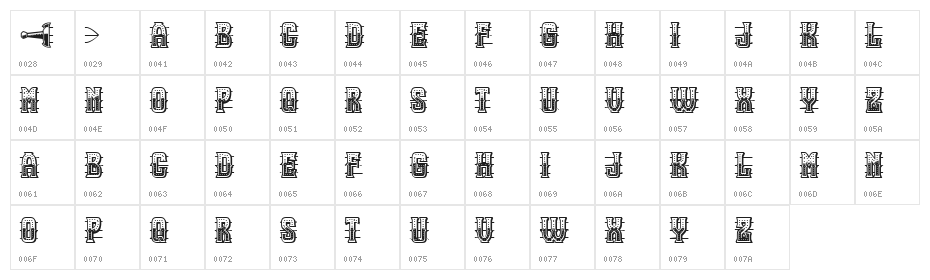 Sword Regular Character Map