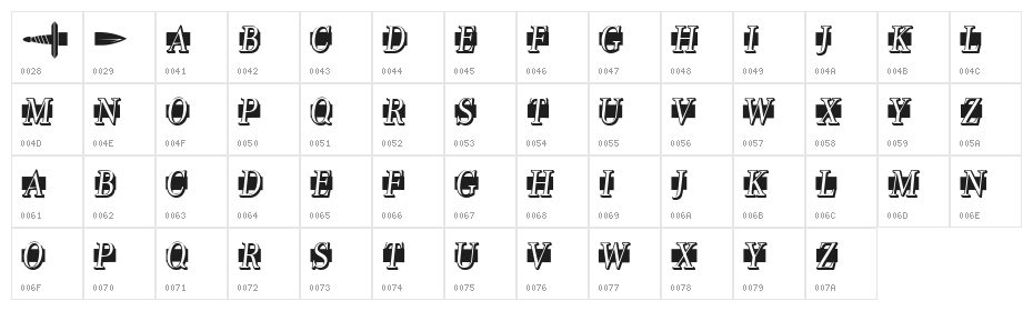 Swordsman Regular Character Map