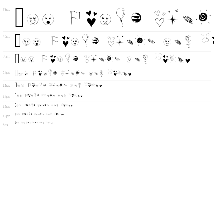 Symbols Font Waterfall